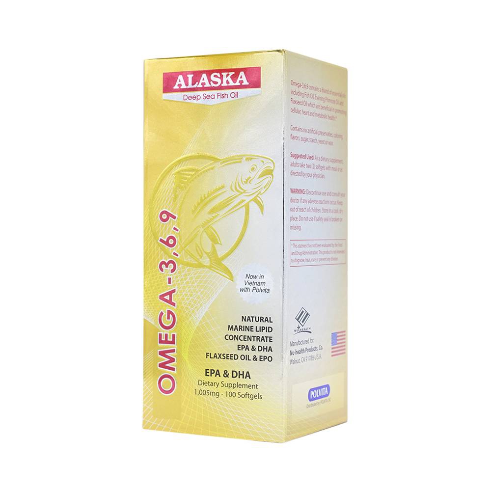 Viên Dầu Cá Alaska Omega 3 6 9 giúp phát triển não bộ, tăng thị lực mắt (100 viên)