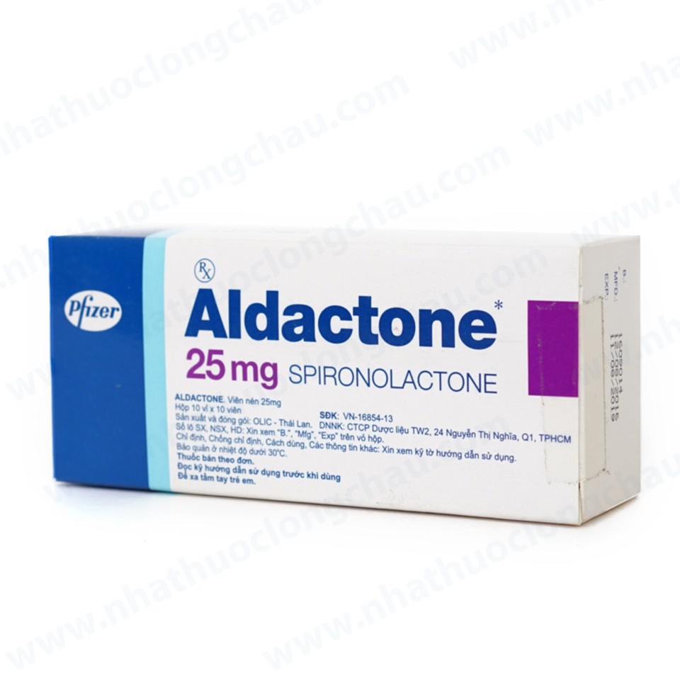 Thuốc Aldactone 25mg Pfizer điều trị cao huyết áp, suy tim (10 vỉ x 10 viên)