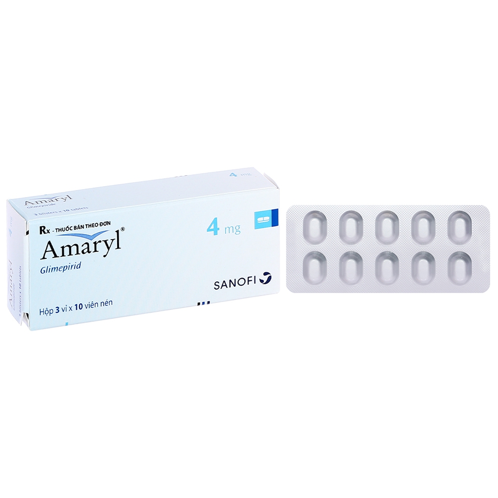 Thuốc Amaryl 4mg Sanofi điều trị bệnh đái tháo đường (3 vỉ x 10 viên)