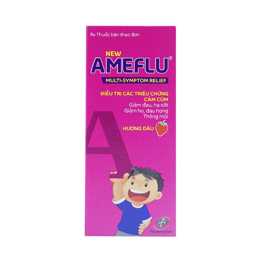 Siro Ameflu Multi-Symtom Relief OPV hương dâu điều trị các triệu chứng cảm cúm (60ml)