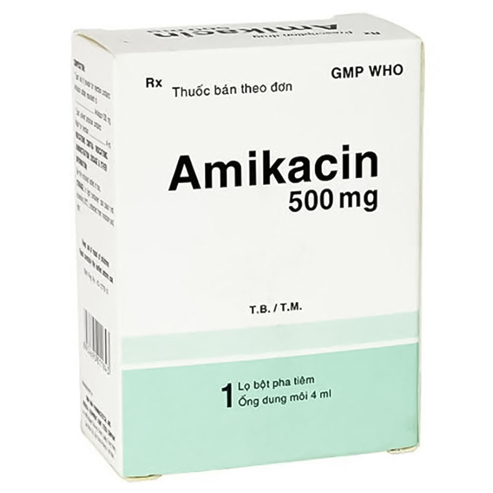 Thuốc tiêm Amikacin Kabi 500mg Bidiphar điều trị nhiễm khuẩn (1 vỉ x 2 ống)