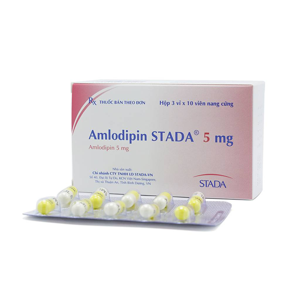 Thuốc Amlodipin Stada 5mg điều trị tăng huyết áp, đau thắt ngực (3 vỉ x 10 viên)