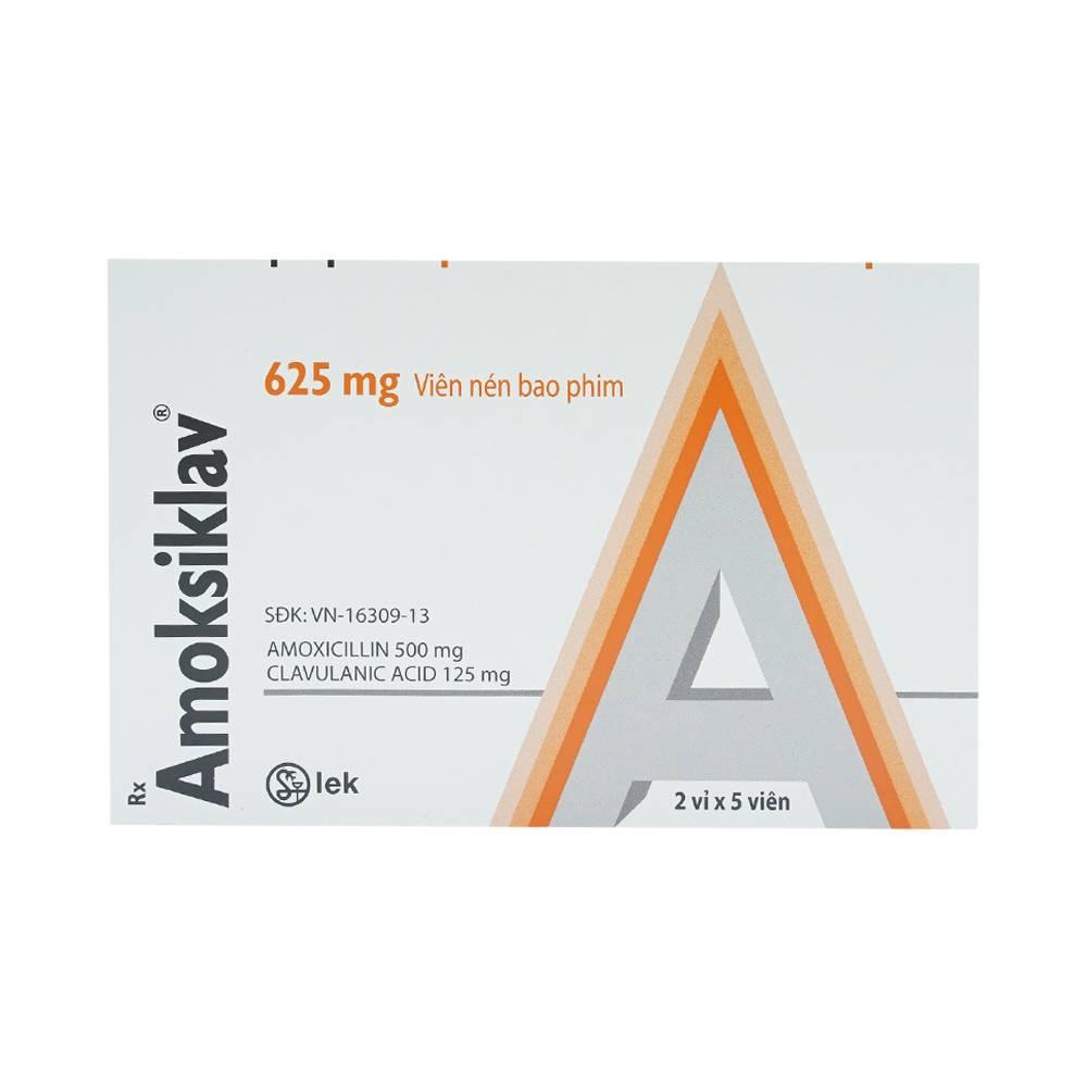 Thuốc Amoksiklav 625mg Lek điều trị nhiễm khuẩn (2 vỉ x 5 viên)