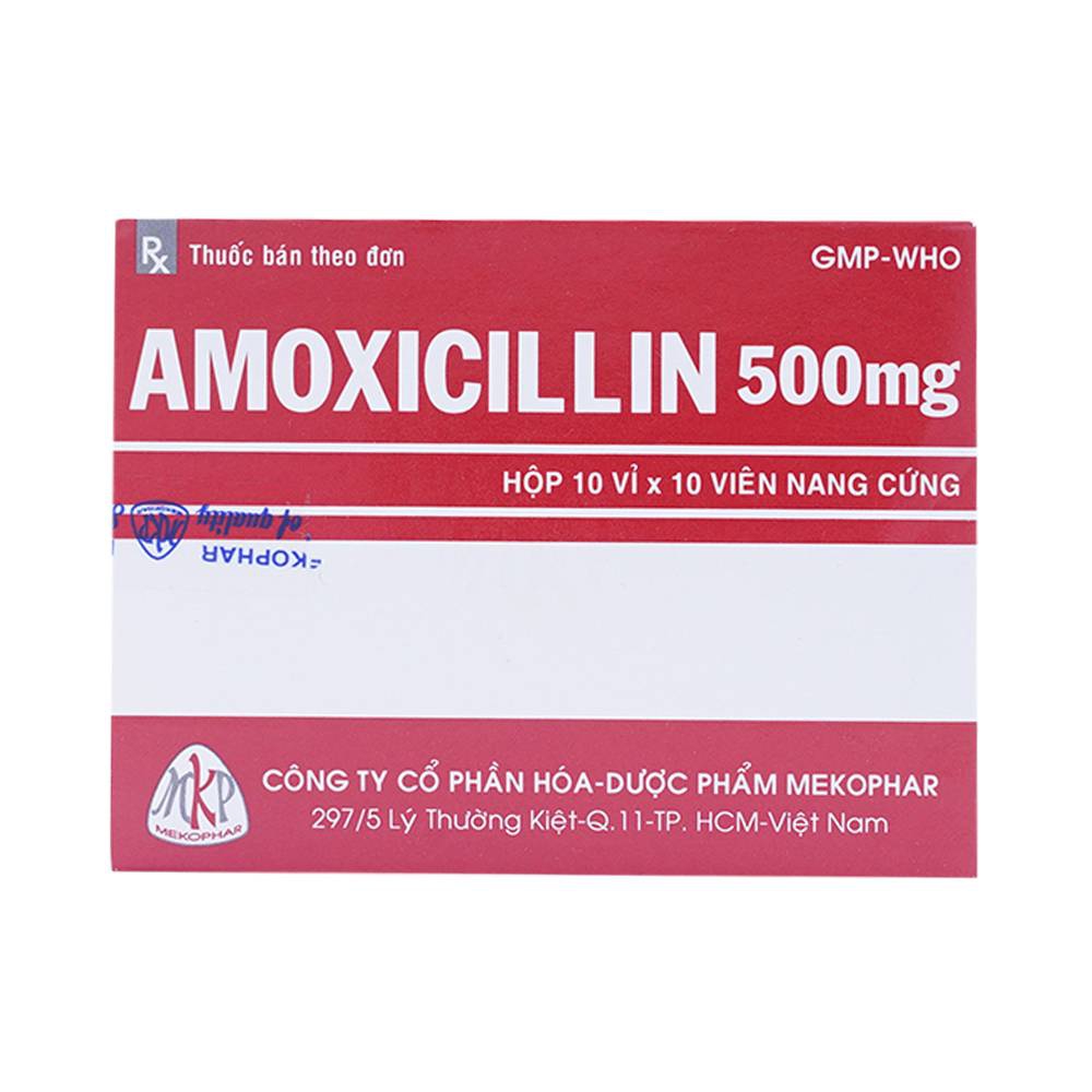 Thuốc Amoxicillin 500mg Mekophar điều trị nhiễm khuẩn (10 vỉ x 10 viên)