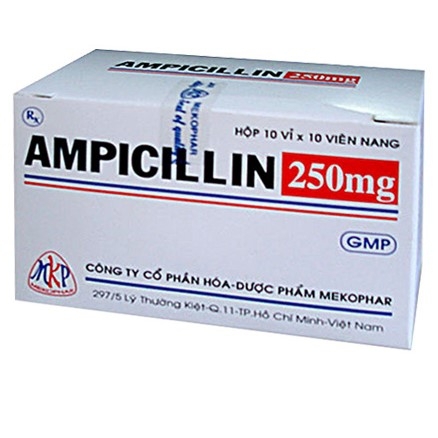 Thuốc Ampicillin 250mg Mekophar điều trị nhiễm khuẩn (10 vỉ x 10 viên)