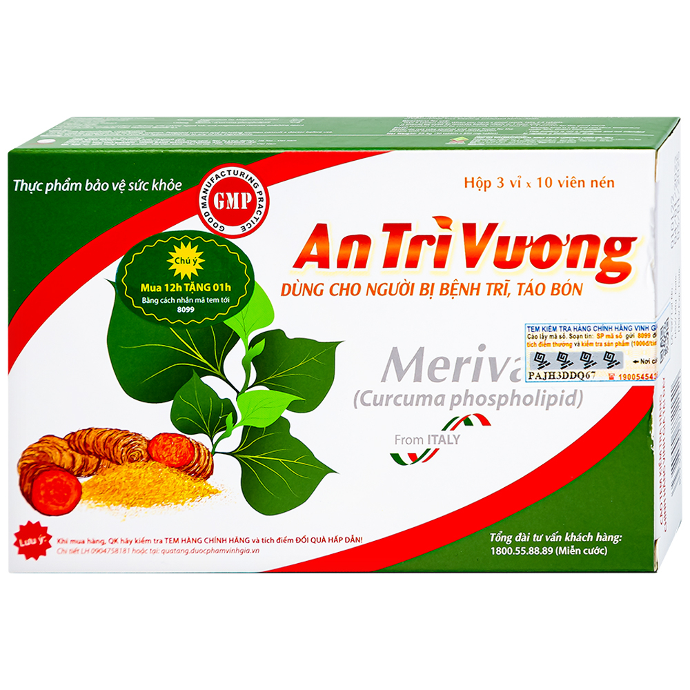 Viên uống An Trĩ Vương Vinh Gia thanh nhiệt, giải độc, tăng sức bền thành mạch (3 vỉ x 10 viên)