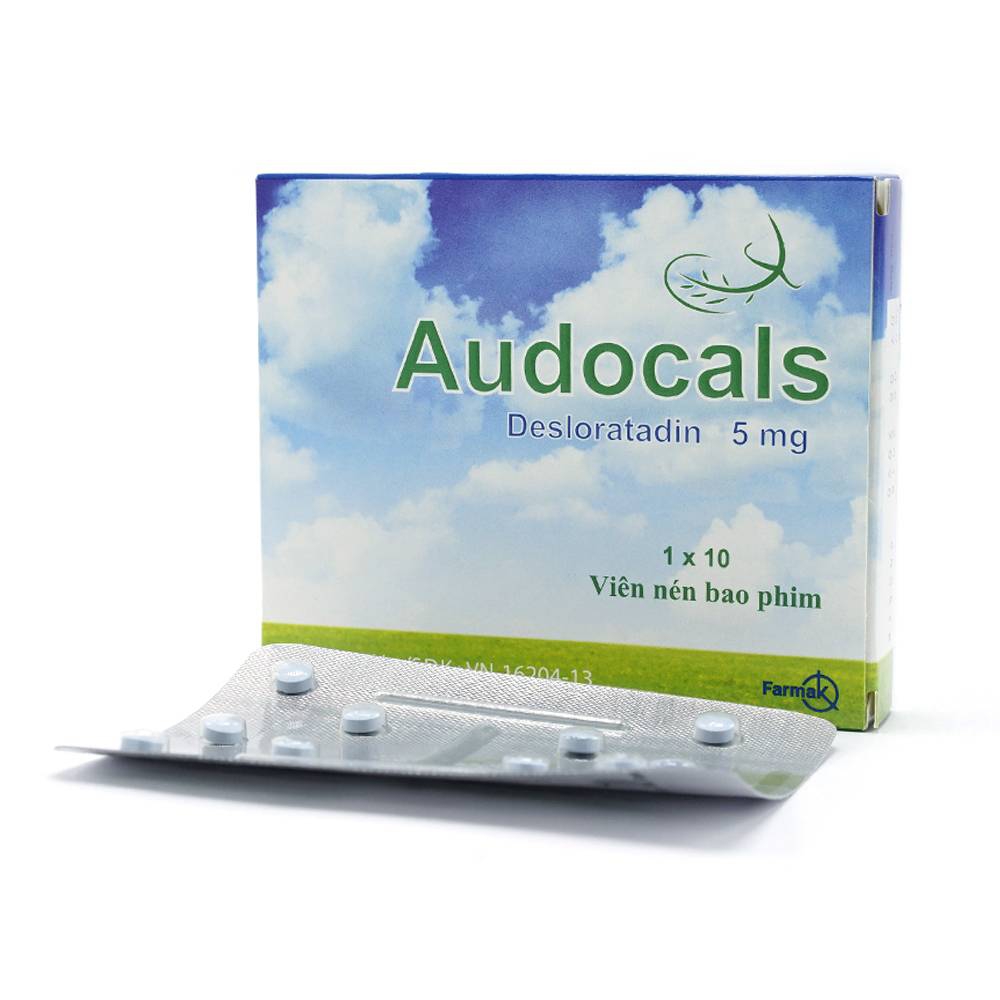 Thuốc Audocals 5mg Farmak giảm triệu chứng viêm mũi dị ứng, mày đay mạn tính tự phát (1 vỉ x 10 viên)