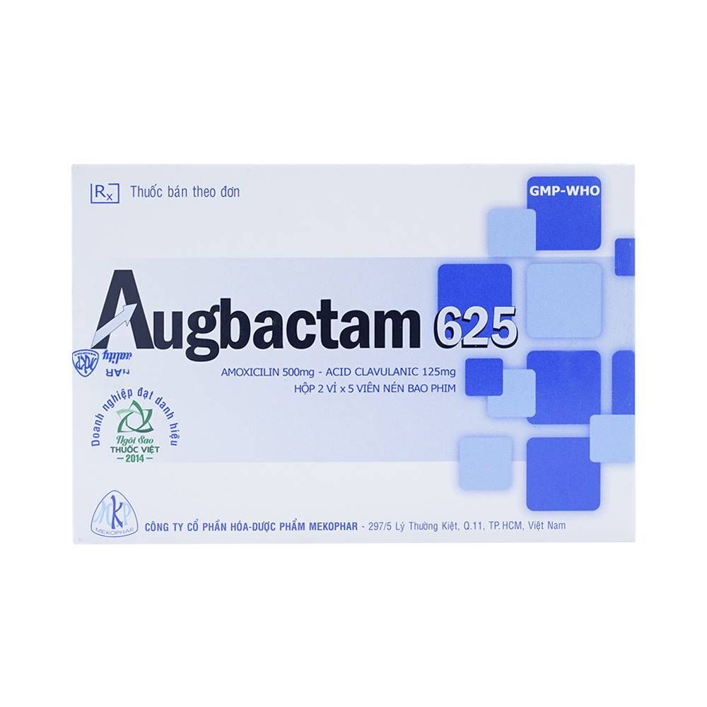 Thuốc Augbactam 625 Mekophar điều trị nhiễm khuẩn (2 vỉ x 5 viên)