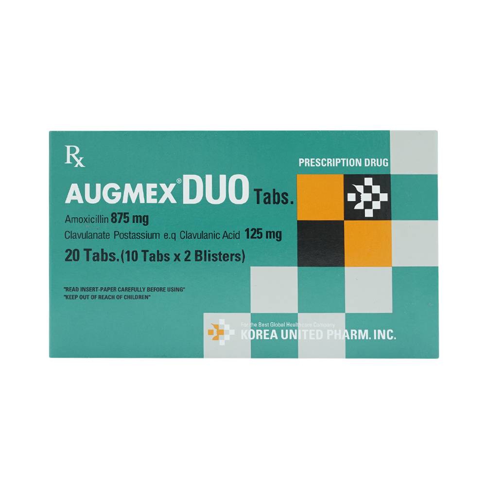 Thuốc Augmex Duo Korea United điều trị viêm phế quản, viêm bàng quang (2 vỉ x 10 viên) 