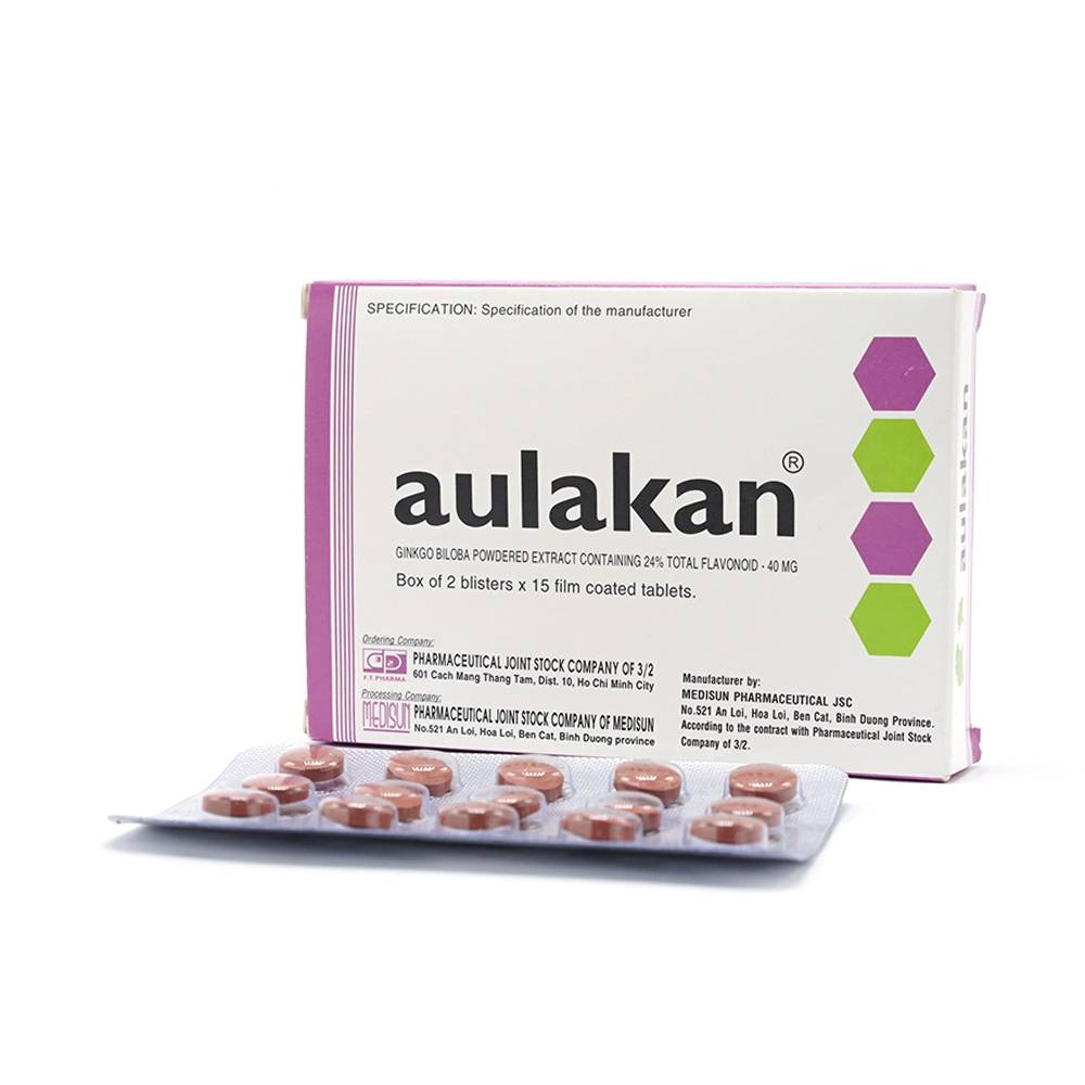 Thuốc Aulakan 40mg Medisun điều trị giảm trí nhớ, kém tập trung (2 vỉ x 15 viên) 