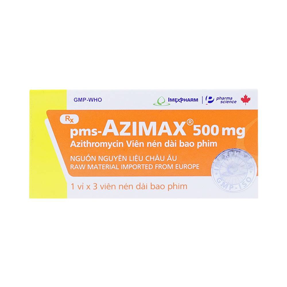 Thuốc Pms-Azimax 500mg Imexpharm điều trị nhiễm trùng (1 vỉ x 3 viên)