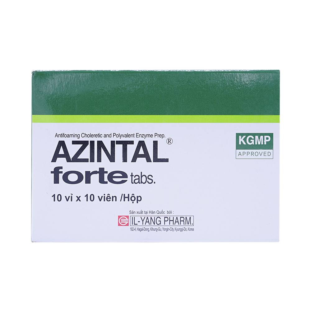 Thuốc Azintal Forte điều trị đầy hơi, khó tiêu, chướng bụng (10 vỉ x 10 viên)