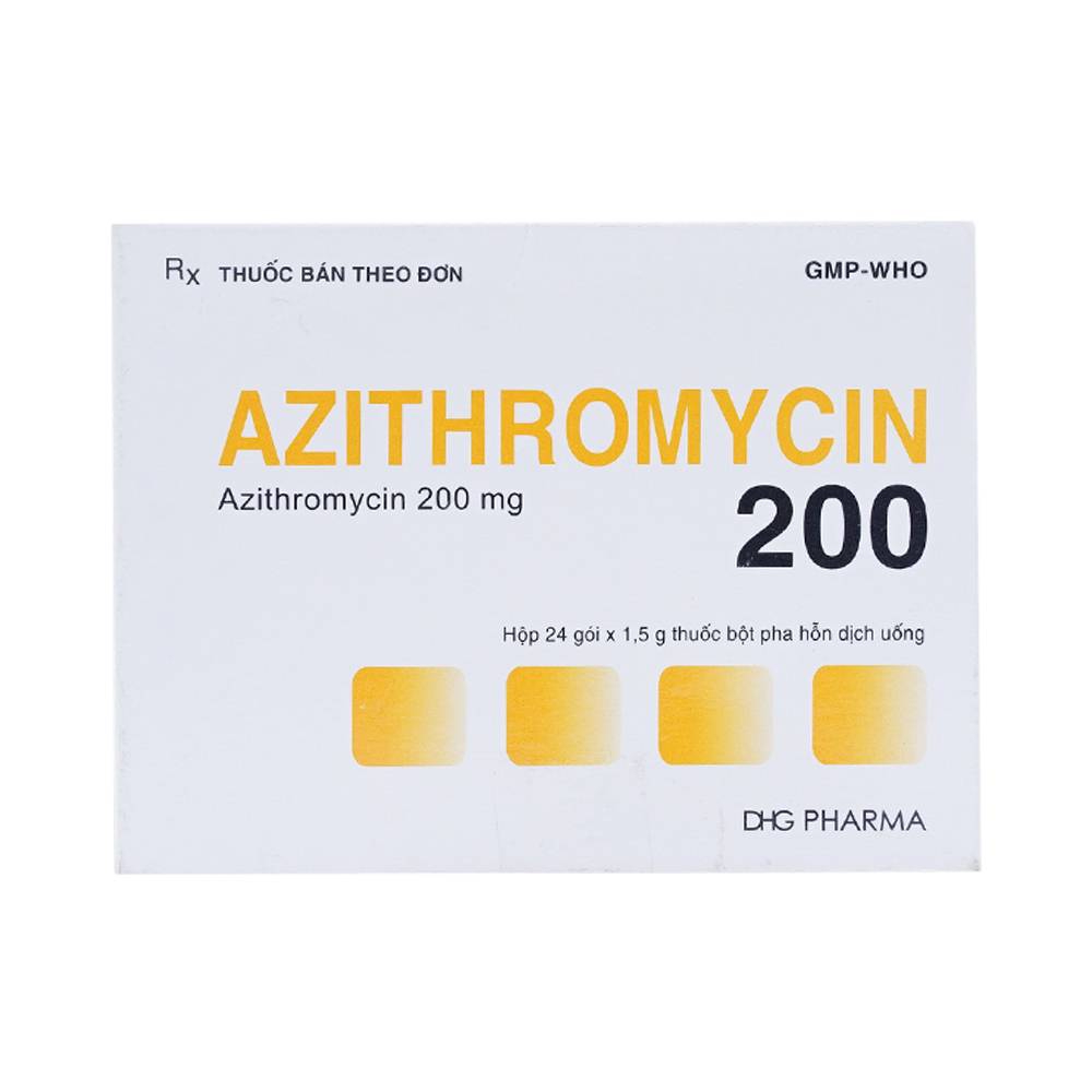 Bột Azithromycin 200 DHG điều trị nhiễm khuẩn (24 gói)