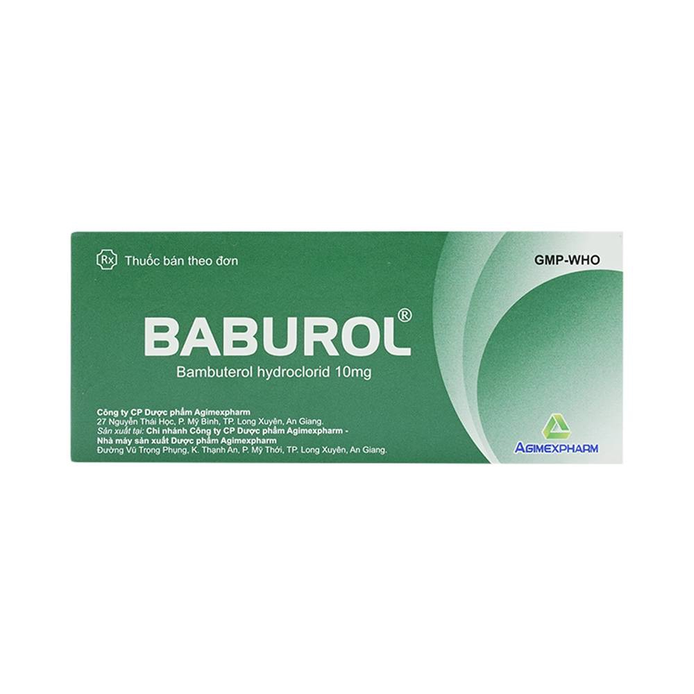 Thuốc Baburol Agimexpharm điều trị hen phế quản, viêm phế quản (3 vỉ x 10 viên)