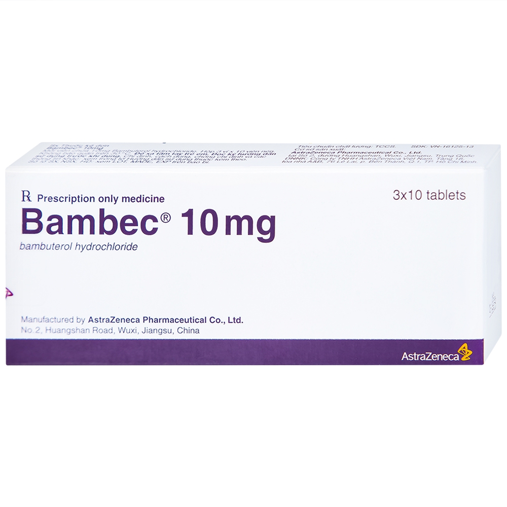 Thuốc Bambec 10mg AstraZeneca điều trị hen phế quản, co thắt phế quản (3 vỉ x 10 viên)