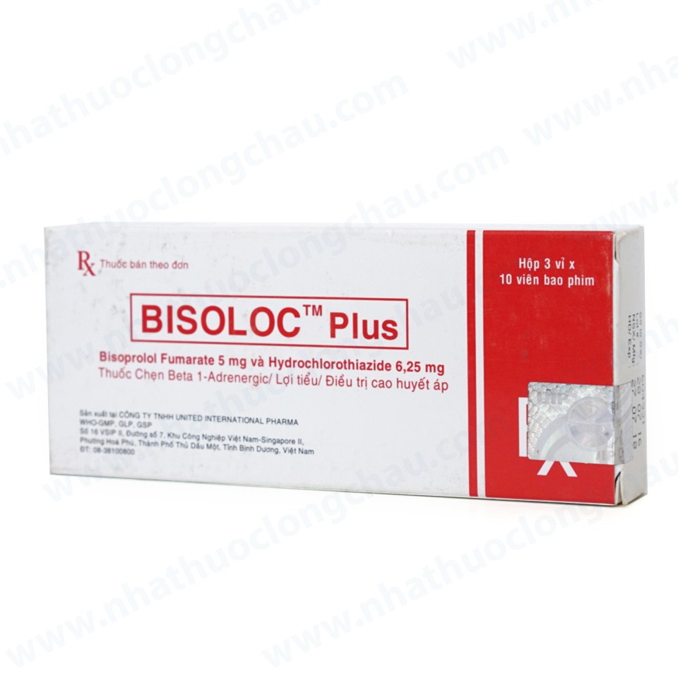 Thuốc Bisoloc Plus United điều trị cao huyết áp (3 vỉ x 10 viên)