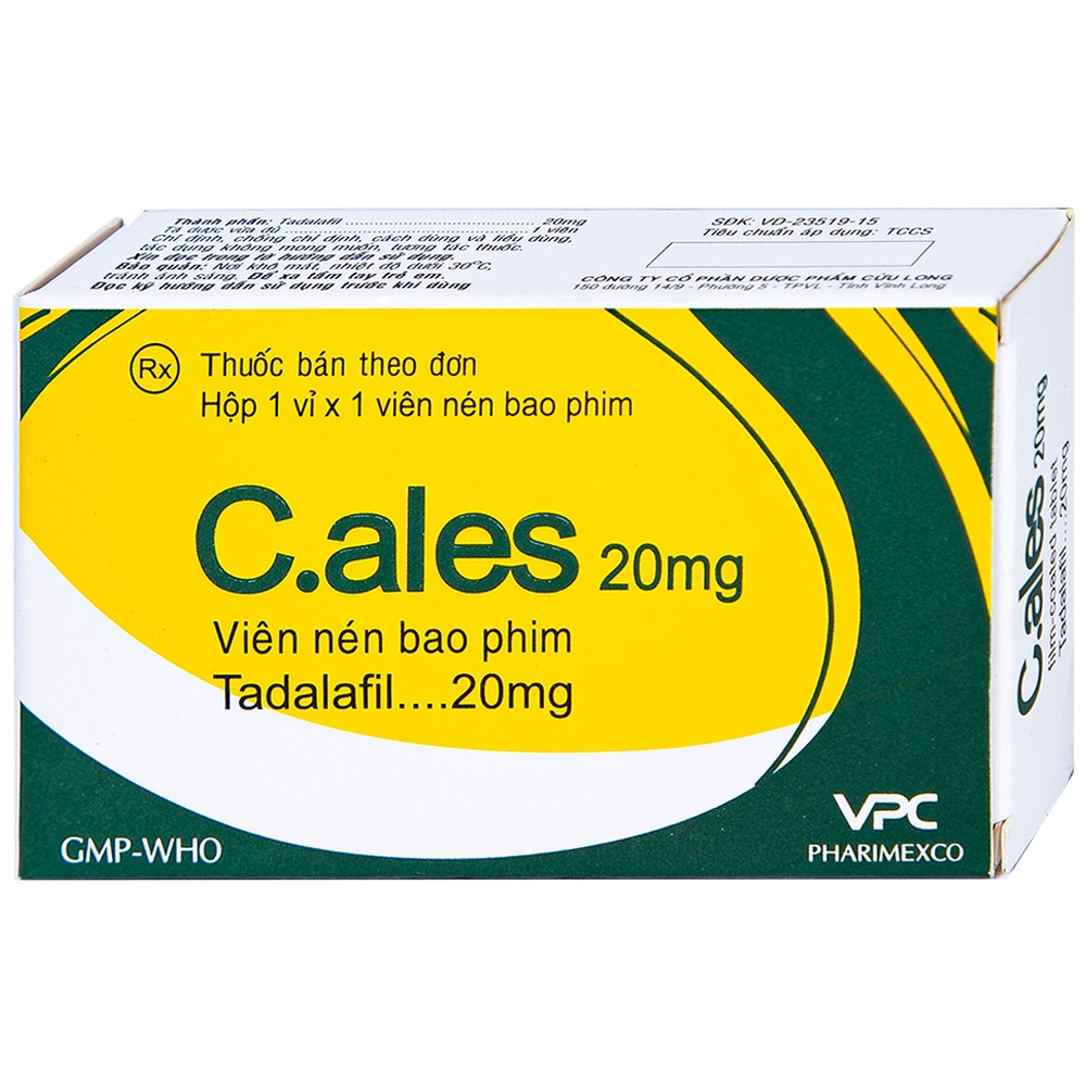 Thuốc C.ales 20mg Pharimexco điều trị rối loạn cương dương (1 viên)