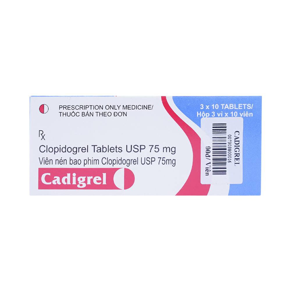 Thuốc Cadigrel 75mg Cadila ngăn ngừa huyết khối động mạch (3 vỉ x 10 viên)