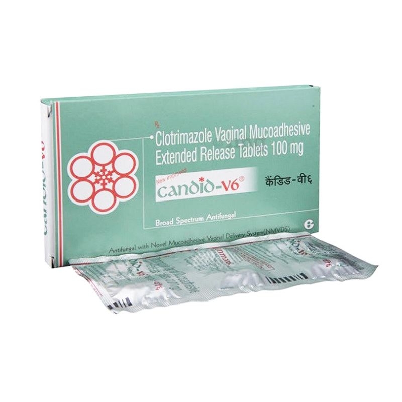 Viên đặt âm đạo Candid-V6 Glenmark điều trị nhiễm Candida âm hộ, âm đạo (1 vỉ x 6 viên)