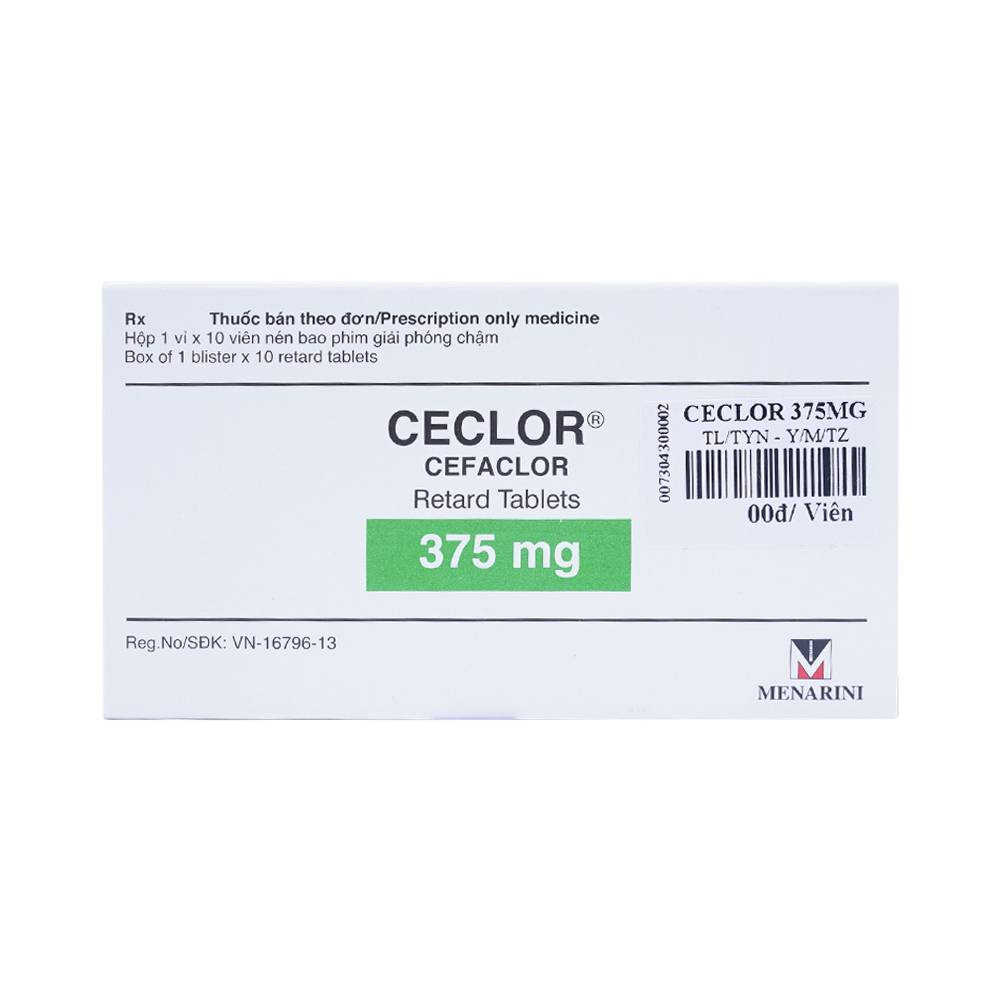 Thuốc Ceclor 375mg Menarini điều trị nhiễm khuẩn (1 vỉ x 10 viên)