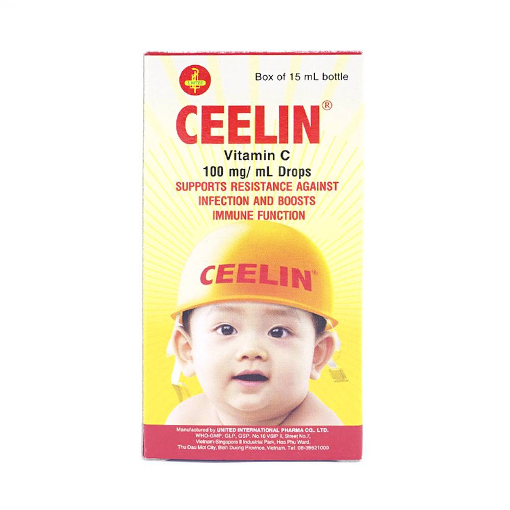 Siro Ceelin United bổ sung vitamin C, tăng cường sức đề kháng (15ml)