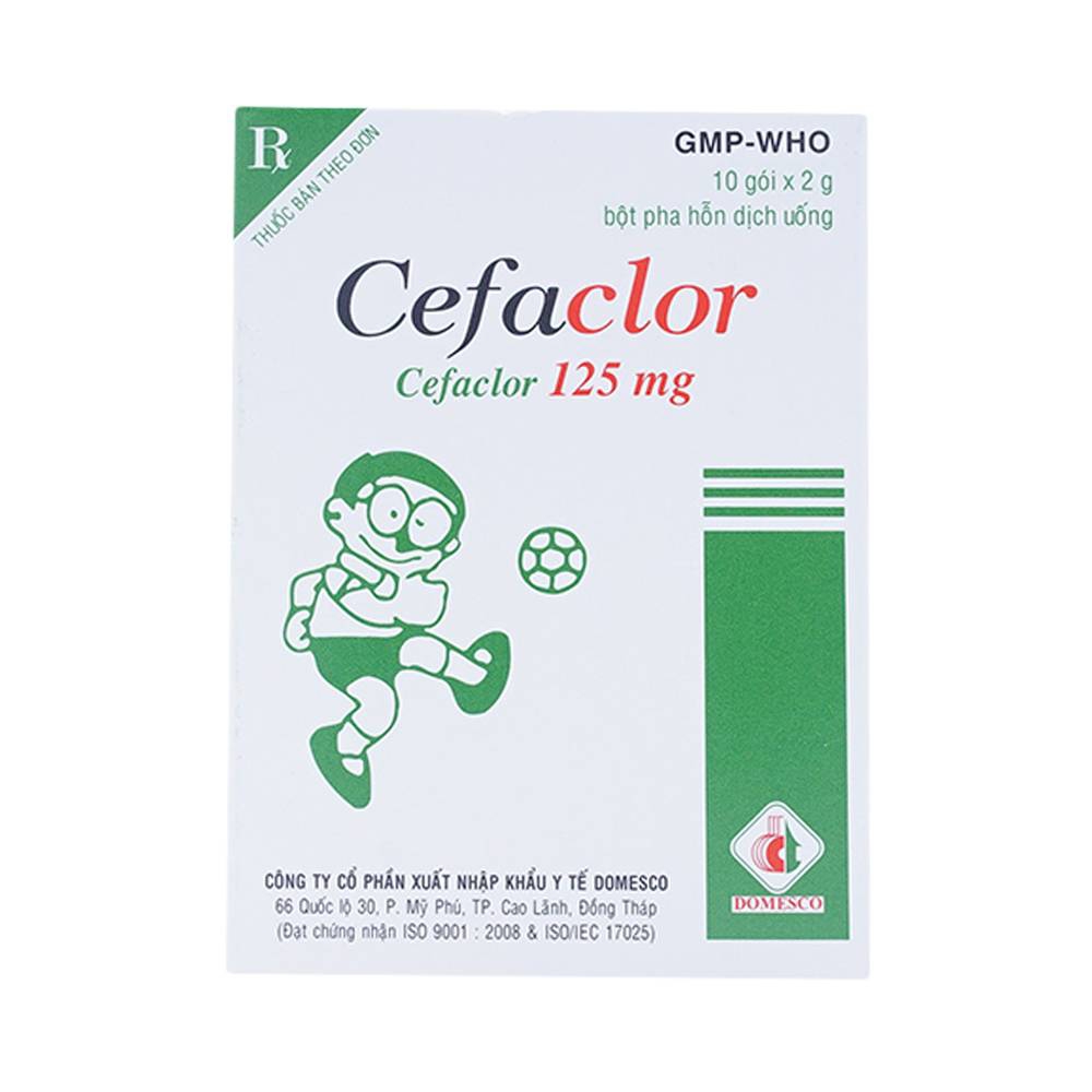 Bột pha hỗn dịch uống Cefaclor 125mg Domesco điều trị nhiễm khuẩn (10 gói)