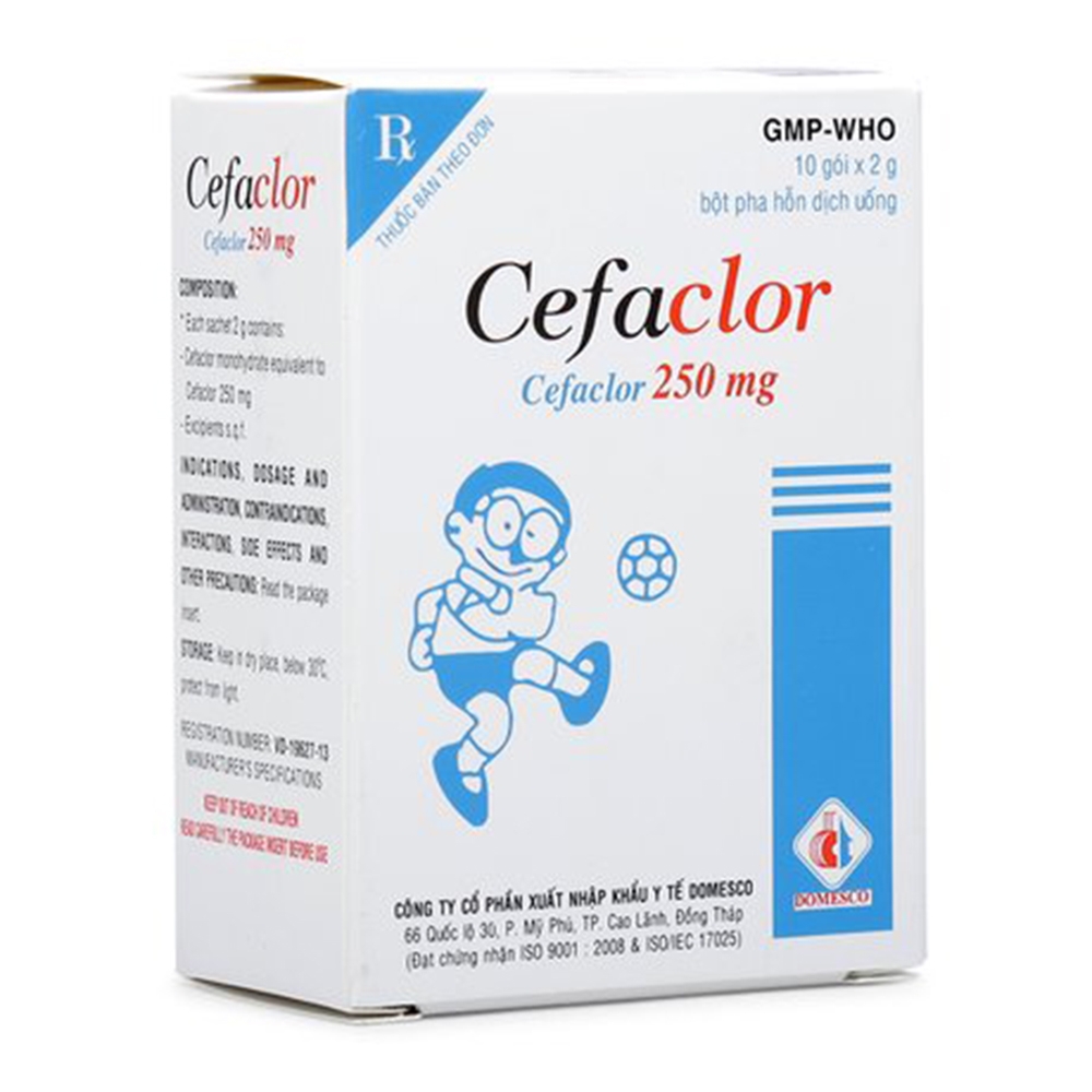 Bột pha hỗn dịch uống Cefaclor 250mg Domesco điều trị nhiễm khuẩn (10 gói)