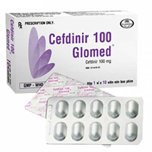 Thuốc Cefdinir 100mg Glomed điều trị nhiễm khuẩn (1 vỉ x 10 viên)