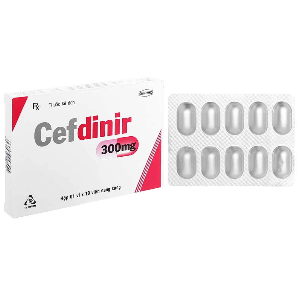 Thuốc Cefdinir 300mg TV.Pharm điều trị viêm phổi cộng đồng, viêm phế quản mạn (2 vỉ x 10 viên)