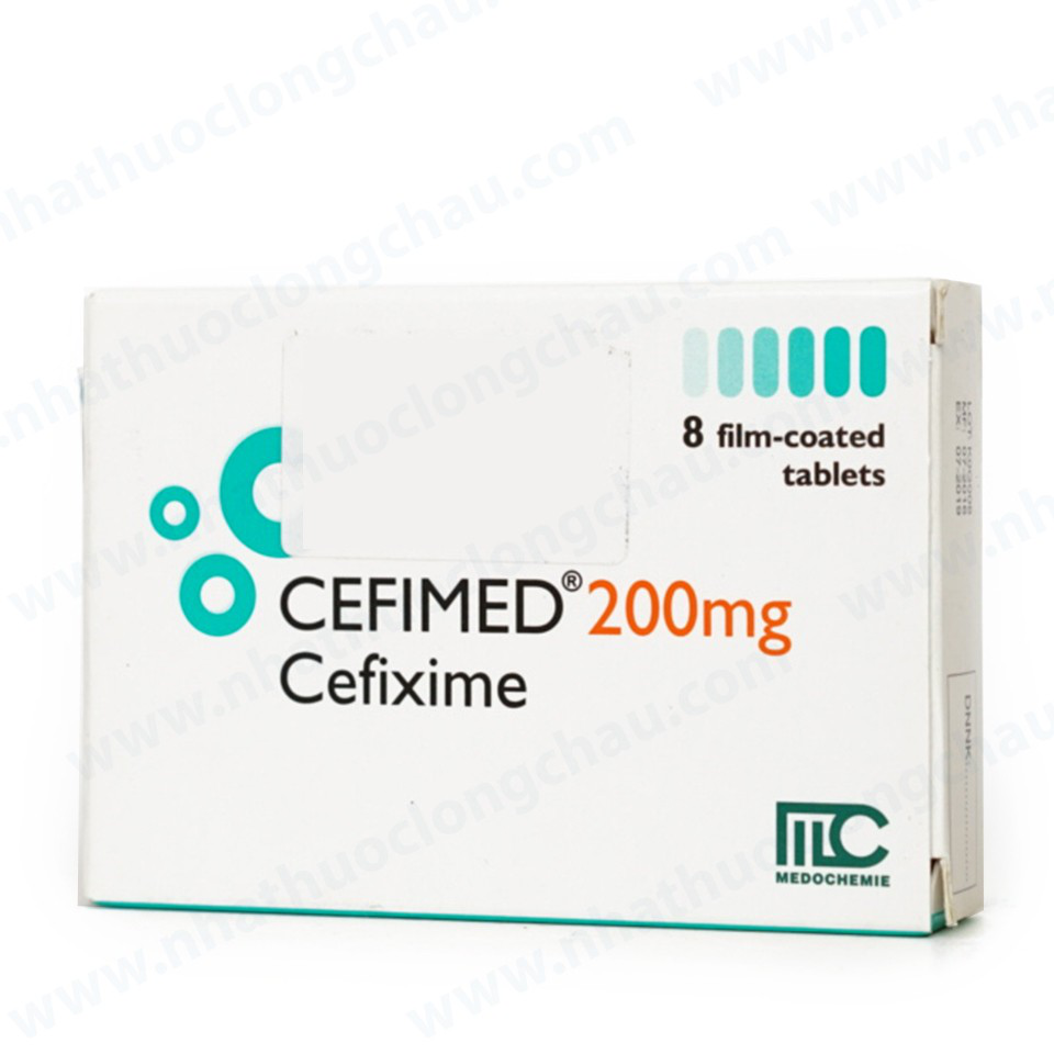 Thuốc Cefimed 200mg Medochemie điều trị viêm phế quản, giãn phế quản nhiễm khuẩn (2 vỉ x 4 viên)