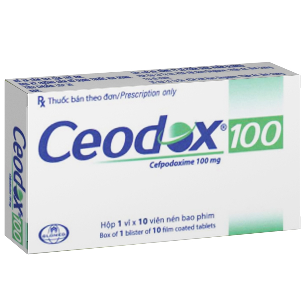 Thuốc Ceodox 100  Glomed điều trị nhiễm khuẩn nhẹ và vừa (1 vỉ x 10 viên) 