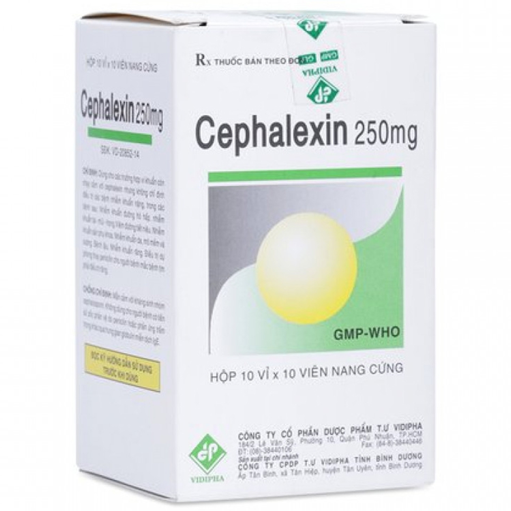 Thuốc Cephalexin 250mg Vidipha điều trị nhiễm khuẩn (10 vỉ x 10 viên)