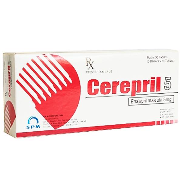 Thuốc Cerepril 5 SPM điều trị tăng huyết áp, suy tim (3 vỉ x 10 viên)