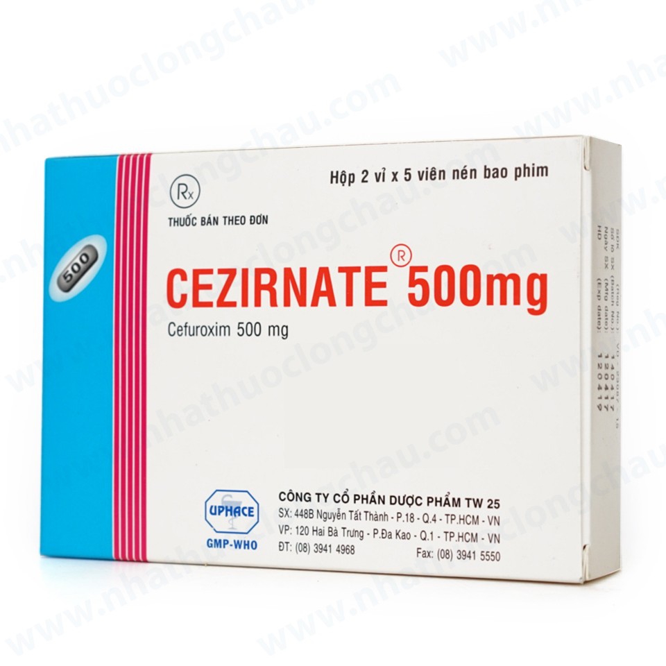 Thuốc Cezirnate 500mg Uphace điều trị nhiễm khuẩn thể nhẹ đến vừa ở đường hô hấp (2 vỉ x 5 viên)