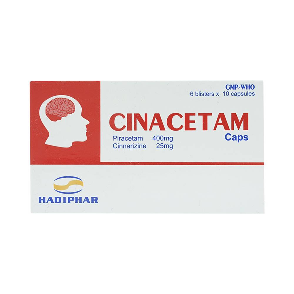 Thuốc Cinacetam Hadiphar điều trị hội chứng sa sút trí tuệ, suy mạch não cấp (6 vỉ x 10 viên)