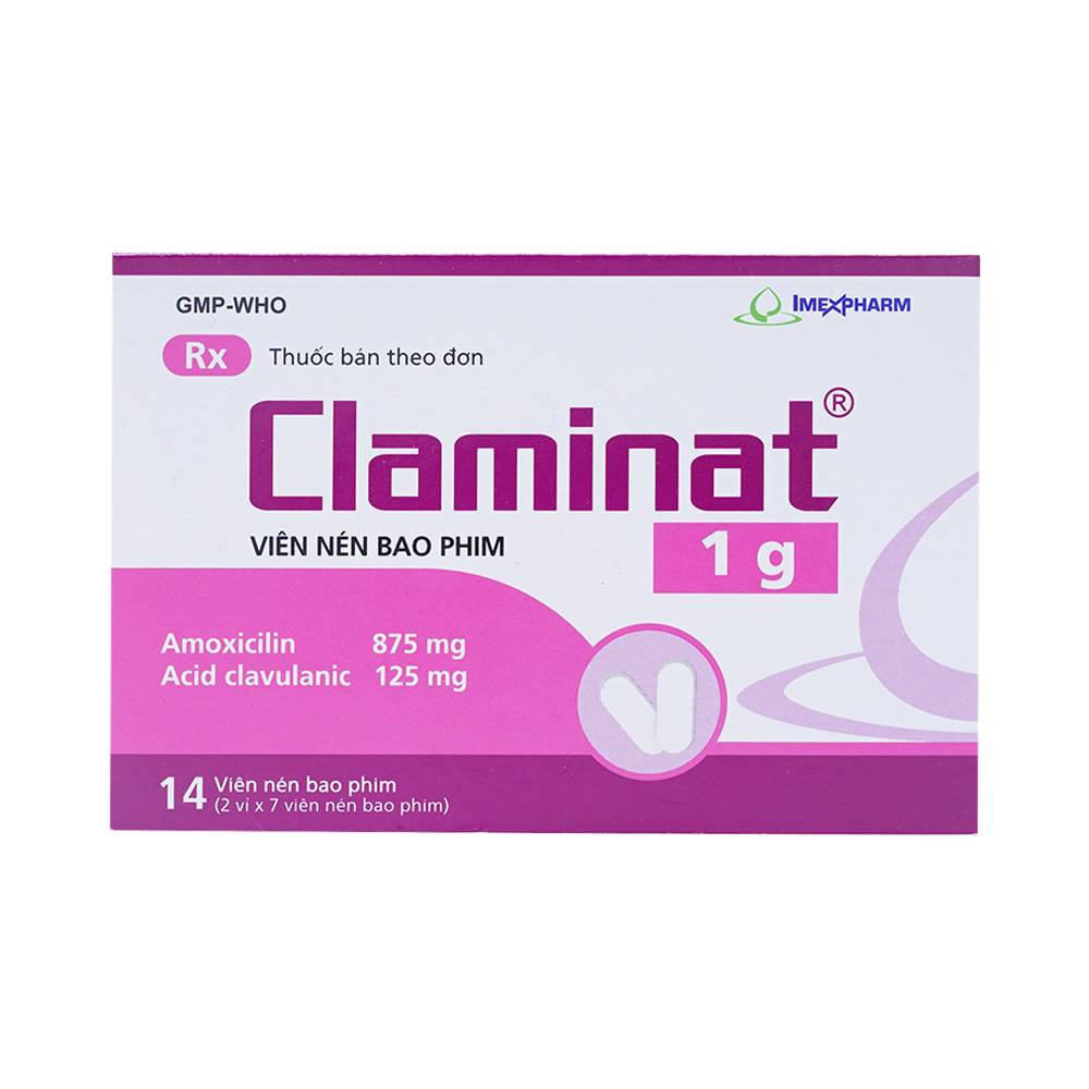 Thuốc Claminat 1g Imexpharm điều trị nhiễm khuẩn (2 vỉ x 7 viên)