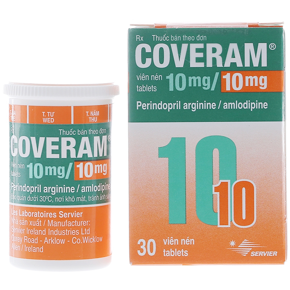 Thuốc Coveram 10mg/10mg Servier điều trị tăng huyết áp (30 viên)