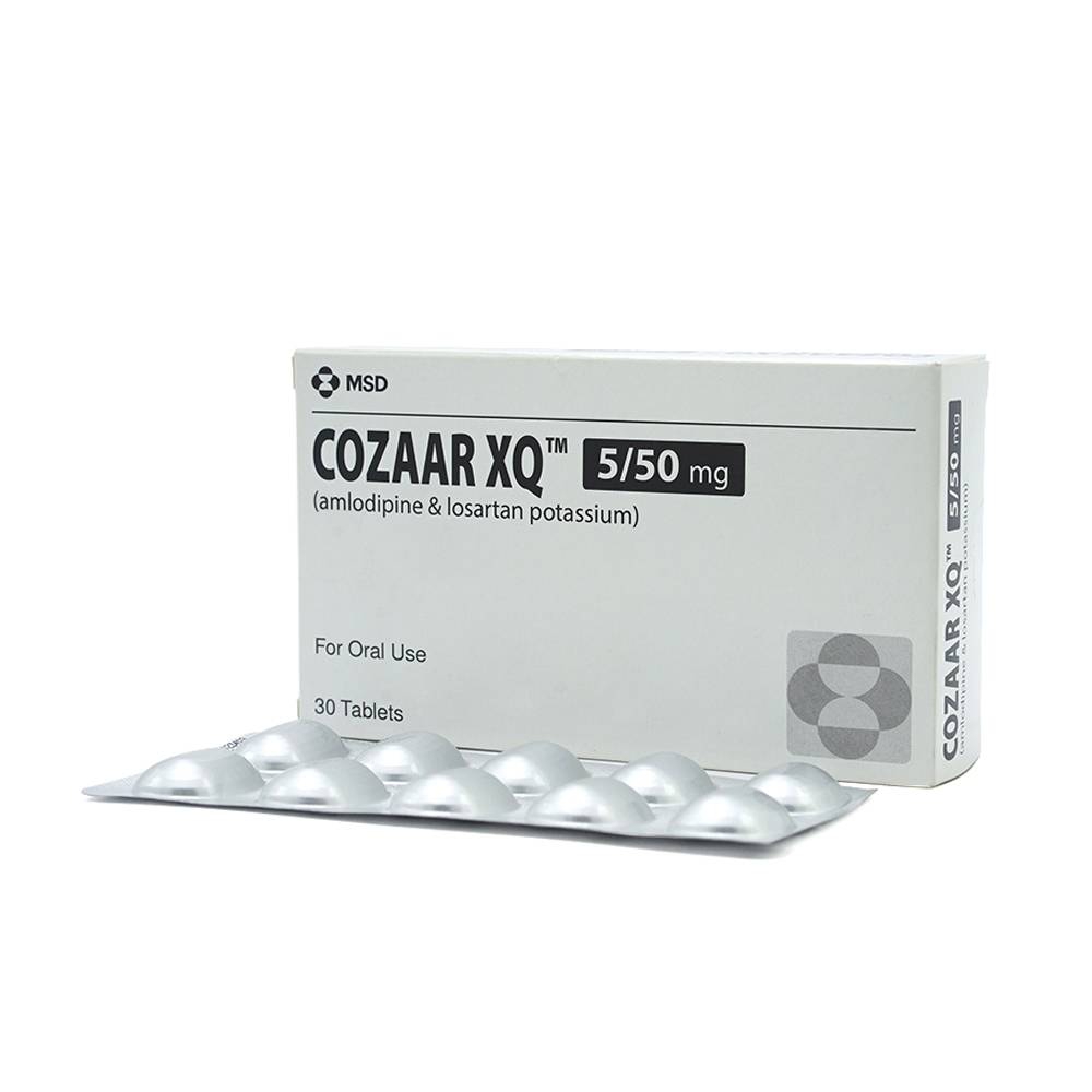 Thuốc Cozaar XQ 5/50mg MSD điều trị cao huyết áp vô căn (3 vỉ x 10 viên)