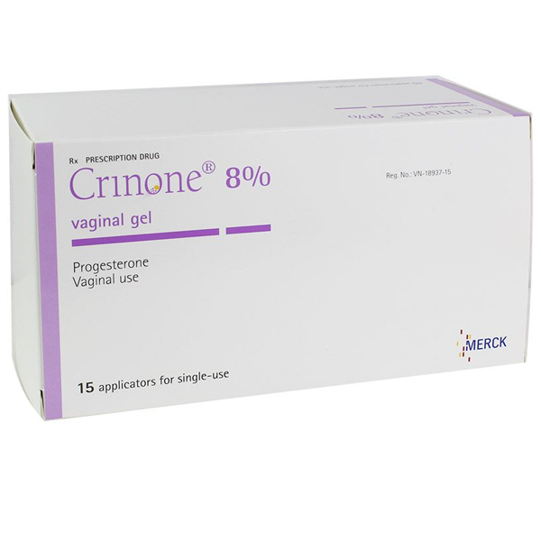 Gel Crinone 8% Merck điều trị các rối loạn liên quan đến sự thiếu hụt progesterone (15 ống)