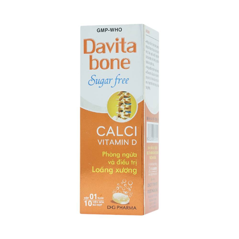 Viên sủi Davita Bone Sugar Free DHG phòng ngừa và điều trị loãng xương (10 viên)