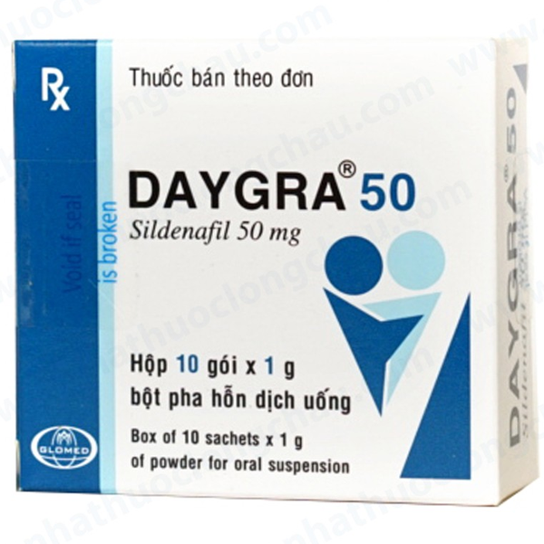 Bột pha hỗn dịch uống Daygra 50 Abbott điều trị rối loạn cương dương (10 gói x 1g)