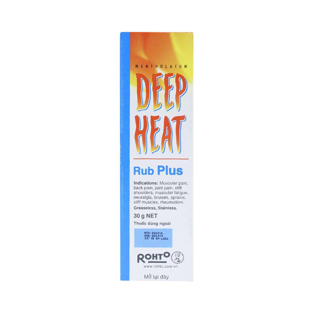 Kem Deep Heat Rub Plus Rohto điều trị đau cơ, đau lưng, đau khớp (30g)