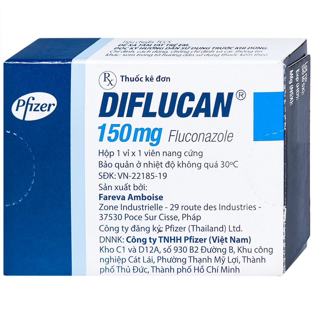 Thuốc Diflucan 150mg Pfizer điều trị tình trạng nhiễm nấm (1 vỉ x 1 viên)