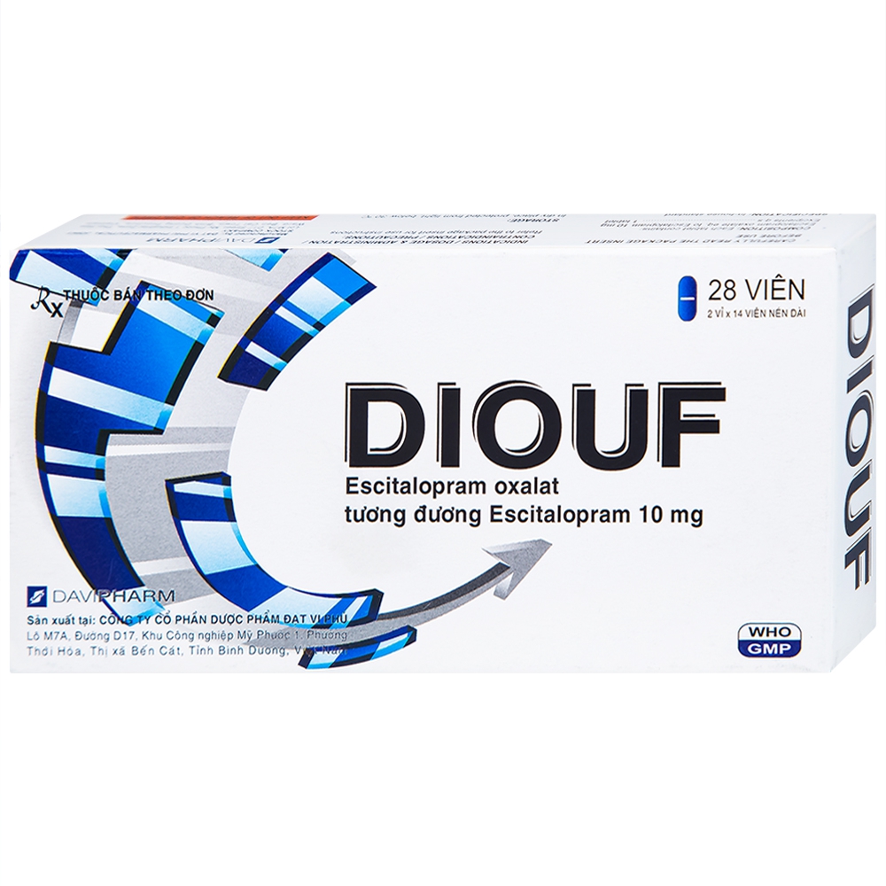 Thuốc Diouf Davipharm điều trị trầm cảm nặng, rối loạn hoảng loạn (2 vỉ x 14 viên)