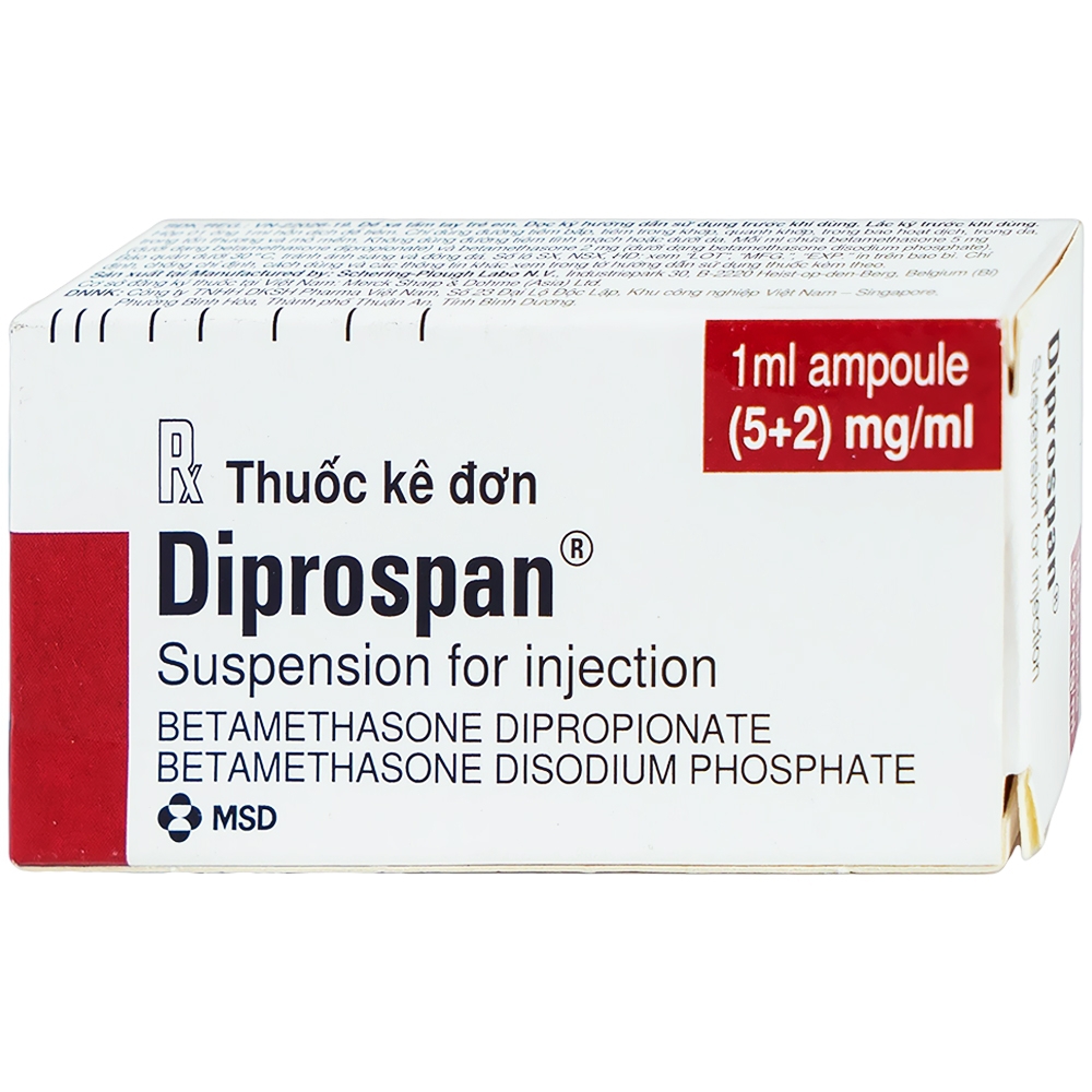 Thuốc tiêm Diprospan Injection (5+2)mg/ml Merck điều trị các bệnh cơ xương và mô mềm, dị ứng (1 ống x 1ml)