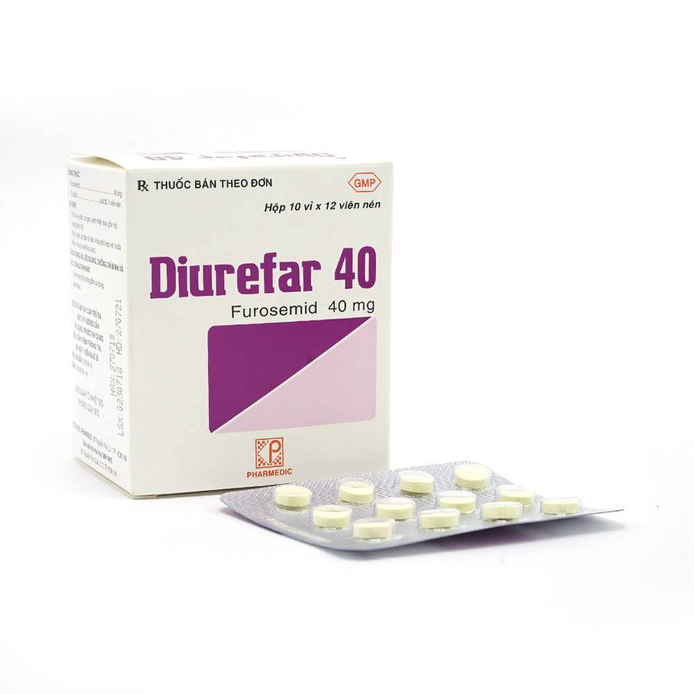 Thuốc Diurefar 40 Pharmedic điều trị tăng huyết áp, phù do suy tim, xơ gan, bệnh thận (10 vỉ x 12 viên)