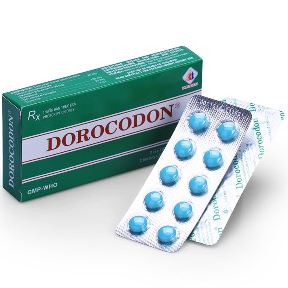 Thuốc Dorocodon Domesco điều trị triệu chứng ho khan (2 vỉ x 10 viên)