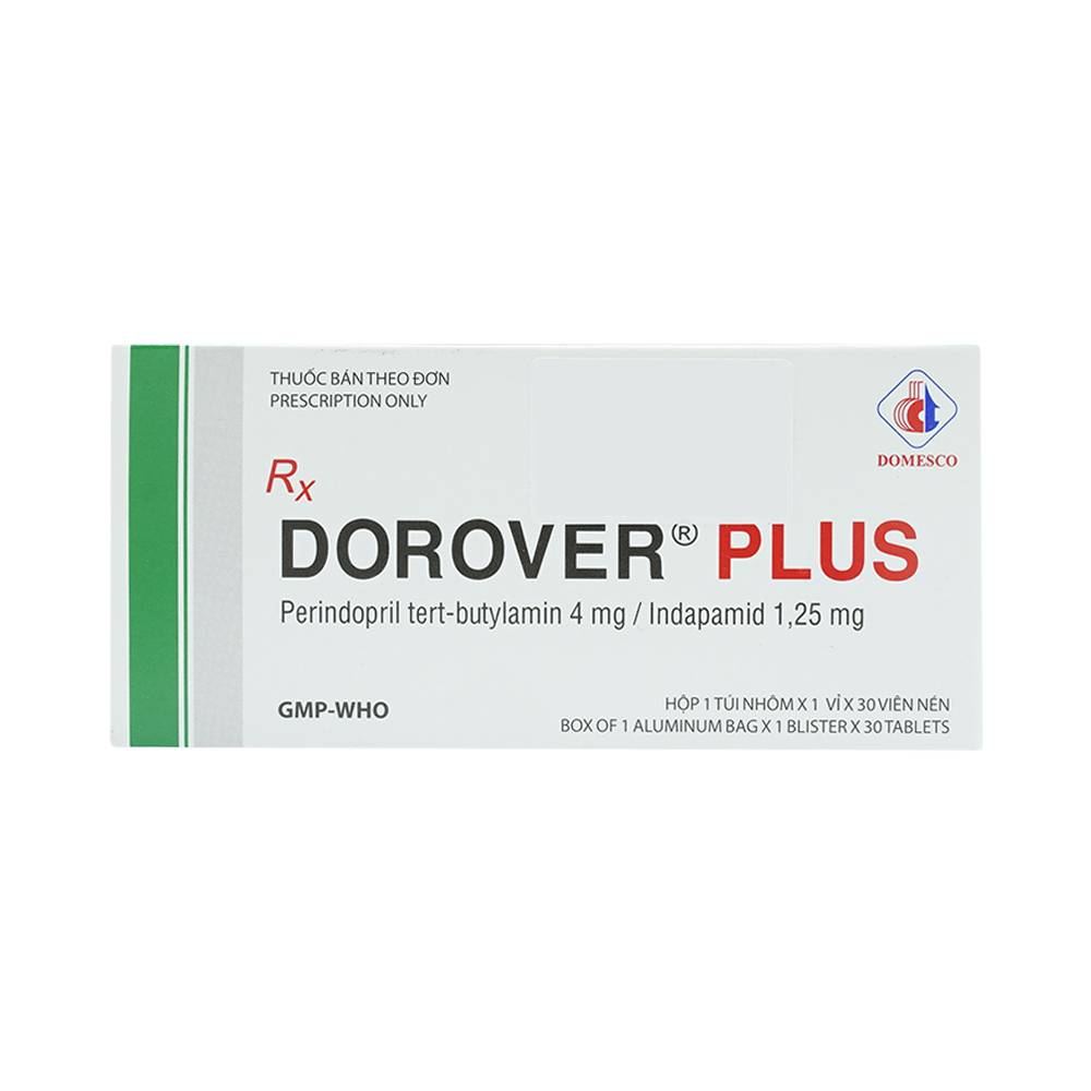 Thuốc Dorover Plus Domesco điều trị tăng huyết áp nguyên phát (1 vỉ x 30 viên)