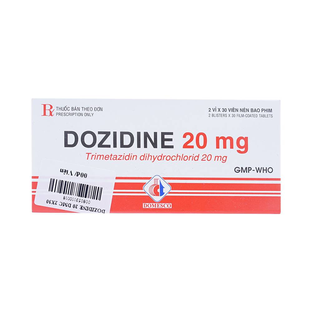 Thuốc Dozidine 20mg Domesco điều trị triệu chứng đau thắt ngực ổn định (2 vỉ x 30 viên)