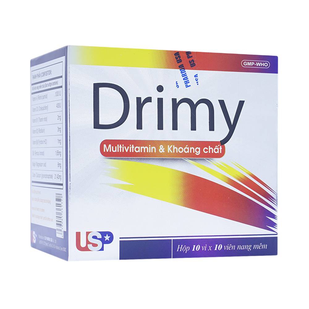 Thuốc Drimy USP bổ sung vitamin, khoáng chất (10 vỉ x 10 viên)